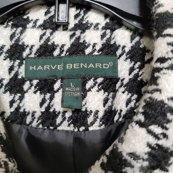 Harvé Bernard Black and White Metallic Tweed Jacket L - Picture 9 of 9